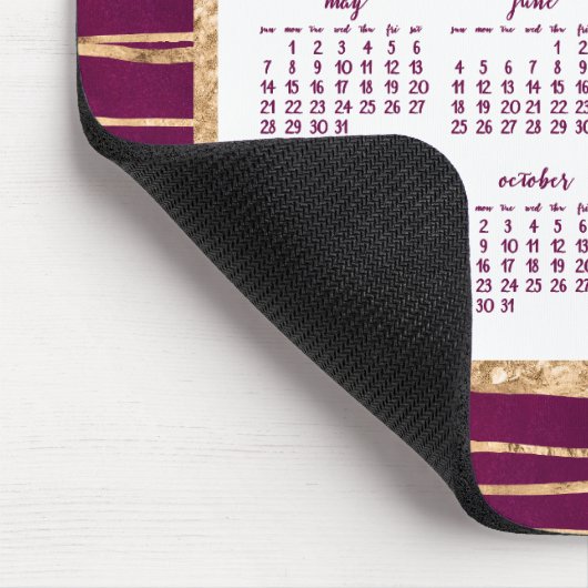 Gouden Folie Jaarlijkse Kalender 2017 Magenta Muis Muismat (Hoek)