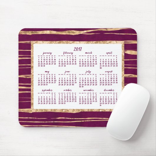 Gouden Folie Jaarlijkse Kalender 2017 Magenta Muis Muismat (Met muis)