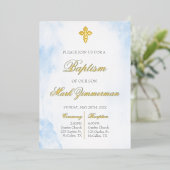 Gouden folie jongen doop folie uitnodiging (Staand Voorkant)