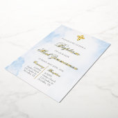 Gouden folie jongen doop folie uitnodiging (Gedraaid)