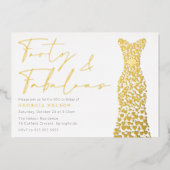 Gouden Folie Jurk Veertig & Fab 40e Verjaardagsfee Folie Uitnodiging (Voorkant)