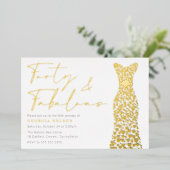 Gouden Folie Jurk Veertig & Fab 40e Verjaardagsfee Folie Uitnodiging (Staand Voorkant)