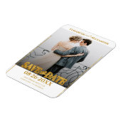 Gouden folie kalligrafie Bewaar de datum Foto Magneet (Linkerzijde)