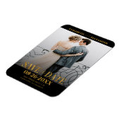 Gouden folie kalligrafie Bewaar de datum Foto Magneet (Linkerzijde)