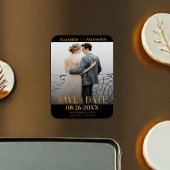 Gouden folie kalligrafie Bewaar de datum Foto Magneet