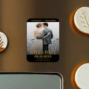 Gouden folie kalligrafie Bewaar de datum Foto Magneet