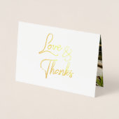 Gouden folie kalligrafie bruiloft dank u fotokaart kaarten (Voorkant)