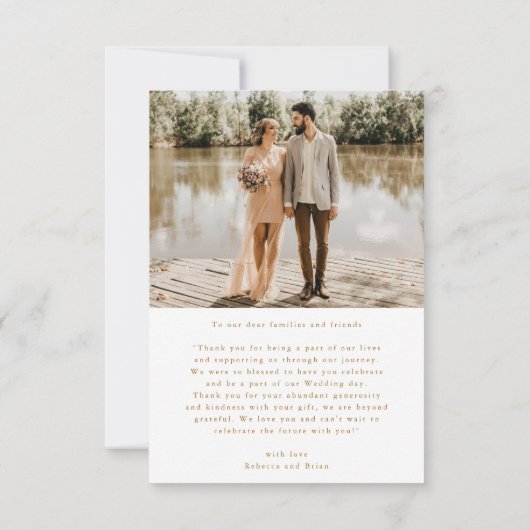 Gouden Folie Kalligrafie Custom 2 Foto Bruiloft Bedankkaart (Achterkant)