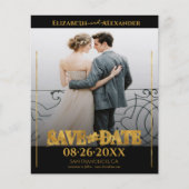 Gouden folie kalligrafie foto Save the Date (Voorkant)