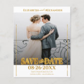 Gouden folie kalligrafie foto Save the Date (Voorkant)