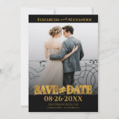 Gouden folie kalligrafie foto Save the Date Kaart (Voorkant)