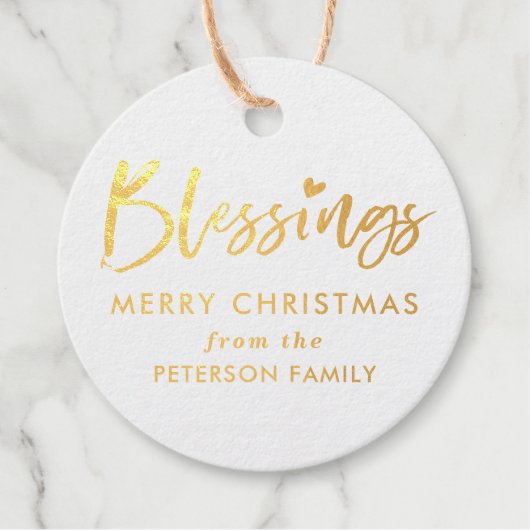 Gouden Folie Kalligrafie Zegeningen Kerstcadeau Bedankjes Labels (Voorkant)