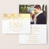 Gouden Folie Kant Bloemen Bruiloft Save the Date Folie Kaarten (Display)