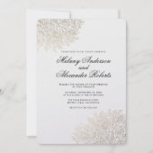 Gouden Folie  Kant Elegante Huwelijksuitnodiging Kaart (Voorkant)