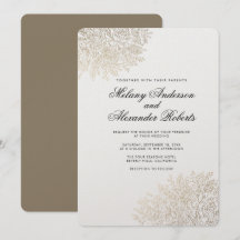 Gouden Folie  Kant Elegante Huwelijksuitnodiging