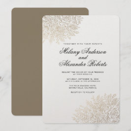 Gouden Folie  Kant Elegante Huwelijksuitnodiging Kaart