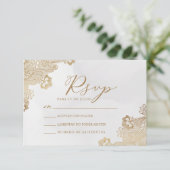 Gouden Folie Kant  Nuestra Boda Wedding RSVP Kaart (Staand voorkant)