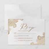 Gouden Folie Kant  Nuestra Boda Wedding RSVP Kaart (Voorkant / Achterkant)
