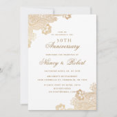 Gouden Folie Kant Wit 50ste Huwelijk Jubileum Kaart (Voorkant)