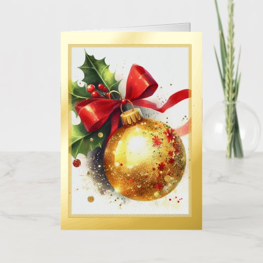 Gouden Folie Kerst Ornament Kaart (Voorkant)