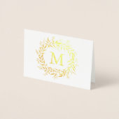 Gouden Folie Kerst Vakantie Monogram Krans Folie Kaarten (Voorkant)