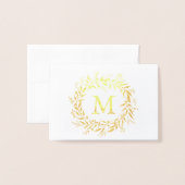 Gouden Folie Kerst Vakantie Monogram Krans Kaarten (Voorkant met envelop)