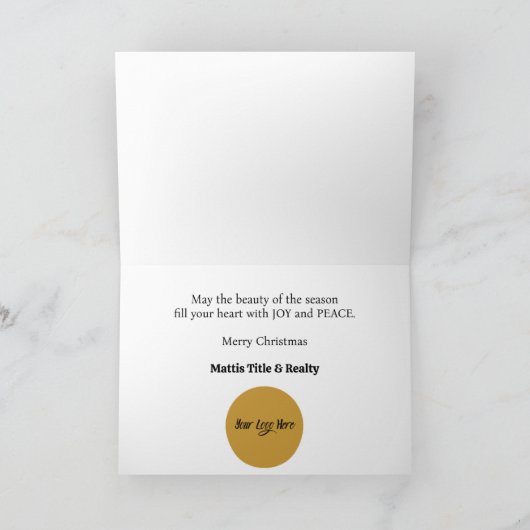 Gouden Folie Kerstboom met Sneeuwvlokken Kaart (Binnen)