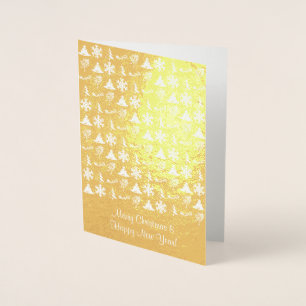 Gouden folie kerstkaart met kerst iconen kaarten