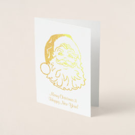 Gouden folie kerstkaart met kerstman hoofd kaarten