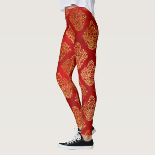 Gouden folie Kosmische Kleur Sterren Rood Melkwegp Leggings
