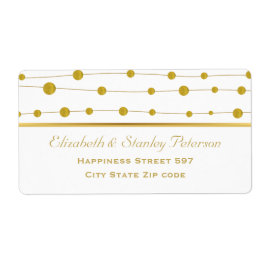 Gouden folie kralen en streep moderne bruiloft etiket