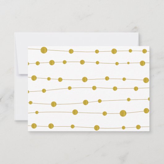 Gouden folie kralen en streep moderne bruiloft RSV RSVP Kaartje (Achterkant)