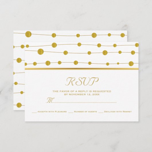 Gouden folie kralen en streep moderne bruiloft RSV RSVP Kaartje (Voorkant / Achterkant)