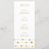 Gouden folie kralen moderne bruiloft menukaart (Achterkant)