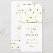 Gouden folie kralen moderne bruiloft menukaart (Voorkant / Achterkant)