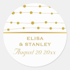 Gouden folie kralen moderne bruiloft Save the Date Ronde Sticker