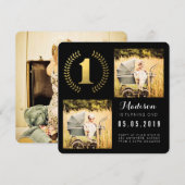 Gouden folie krans 1e verjaardag foto kaarten (Voorkant / Achterkant)