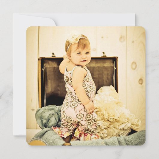 Gouden folie krans 1e verjaardag foto kaarten (Achterkant)