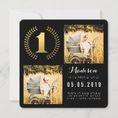 Gouden folie krans 1e verjaardag foto kaarten (Voorkant)