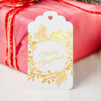 Gouden Folie Krans Kerstcadeautag Cadeaulabels