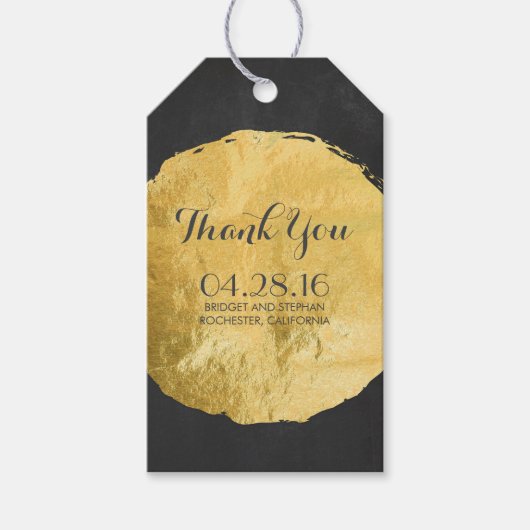 Gouden folie krijtbord bruiloft cadeaulabel (Voorkant)