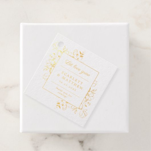 Gouden folie laat liefde groeien Hand getrokken bl Bedankjes Labels (Met doos)