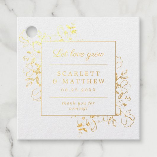 Gouden folie laat liefde groeien Hand getrokken bl Bedankjes Labels (Voorkant)