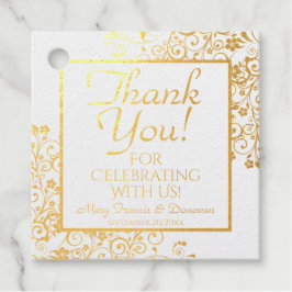 Gouden folie Lacy Bloemen filigraan bruiloft dank  Bedankjes Labels