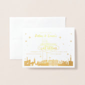 Gouden folie Las Vegas Skyline bruiloft uitnodigin Folie Kaarten (Voorkant met envelop)