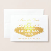 Gouden Folie Las Vegas Teken Bruiloft Save the Dat Kaarten (Voorkant met envelop)