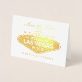 Gouden Folie Las Vegas Teken Bruiloft Save the Dat Kaarten (Voorkant)