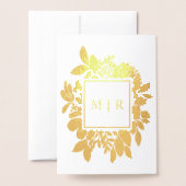 Gouden folie Levendige tuin Bloemen bruiloft uitno Folie Kaarten (Met envelop)