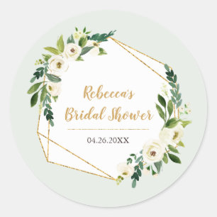 Gouden Folie Look Geometrisch Frame en Bloemen Fee Ronde Sticker