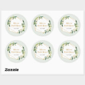 Gouden Folie Look Geometrische Lijst en Bloemen Fe Ronde Sticker (Vel)